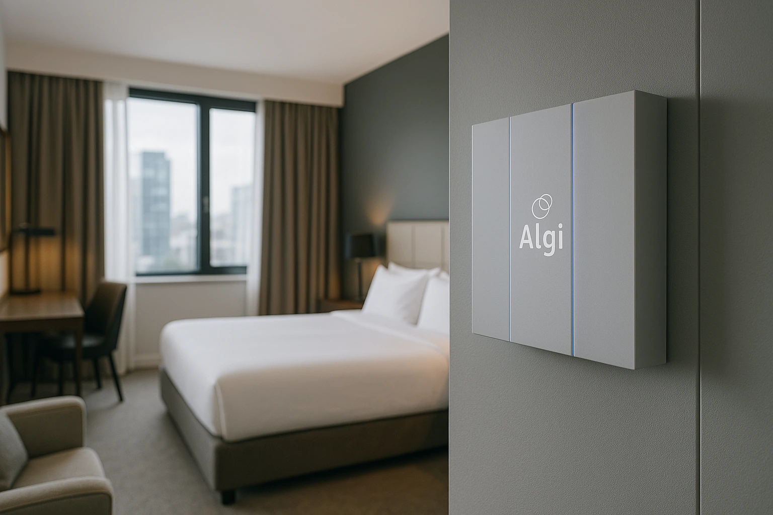 Algi Bio Wall installed in a hotel room
