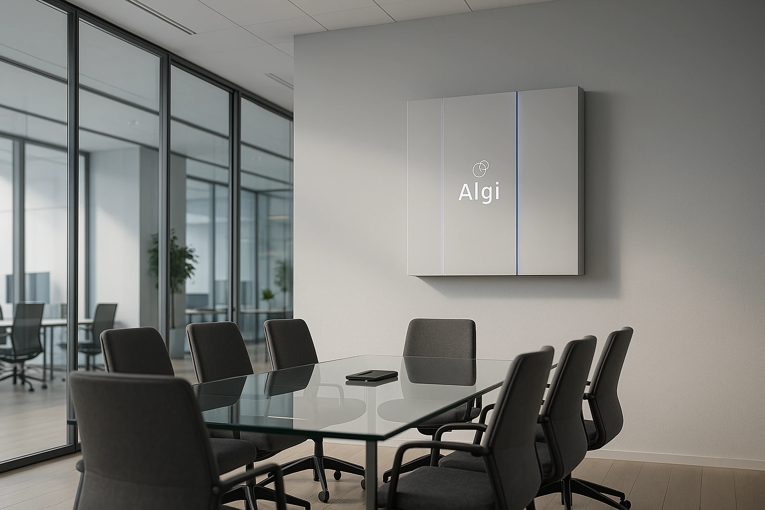 Algi installation in a boardroom